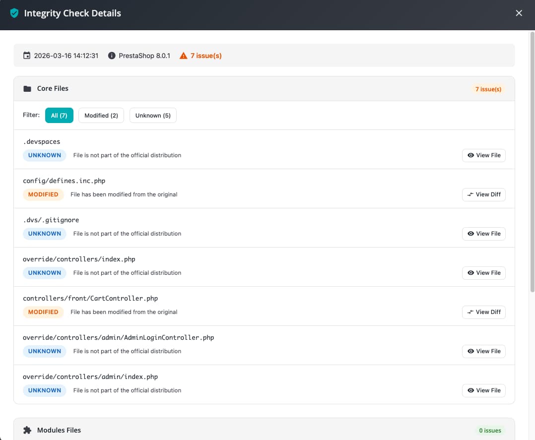 Contrôle d'intégrité Sentinel